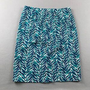 TALBOTS Green & Blue Pattern Tailored Cotton Skirt NWOT